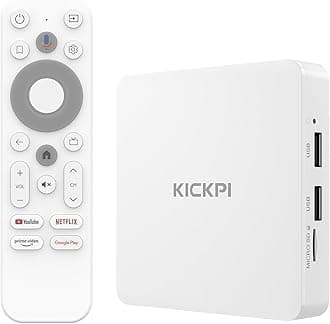 KP1 Android TV Box 12.0 Google Certified 4K Streaming Device with Voice Search 2GB RAM 32GB ROM, Dolby Audio, Bluetooth 5.0 Chromecast Built-in, Smart Home Control (White)