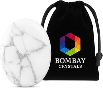 Howlite Worry Stone – Natural White Thumb Palm Stone for Stress Relief, Calm & Sleep Support – Pocket Fidget Crystal for Meditation & Focus