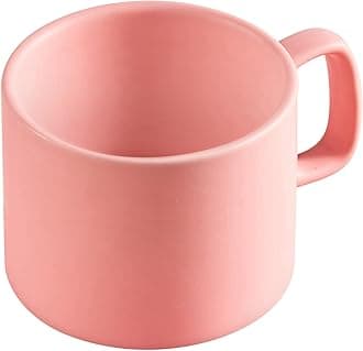 VOBAGA Coffee Mug 11 oz Tea Cup with Flat-Bottom Warming Coffee Milk for Office and Home（Pink
