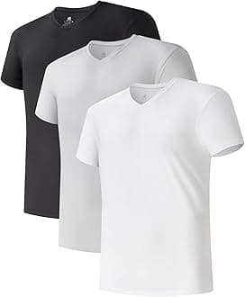 Men's Undershirts Micro Modal Ultra Soft T-Shirts Stretch Moisture-Wicking Crewneck/V-Neck Tees for Men, 3-Pack