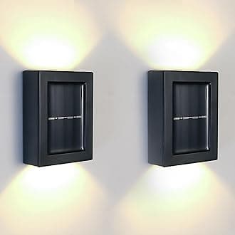 Gigawatts Acrylonitrile Butadiene Styrene Solar Wall Light Exterior Porch Lights Fence Fixture Deck Patio Decor Water Resistant Modern Sconce for Outdoor Backyard Garden (Pack of 2)