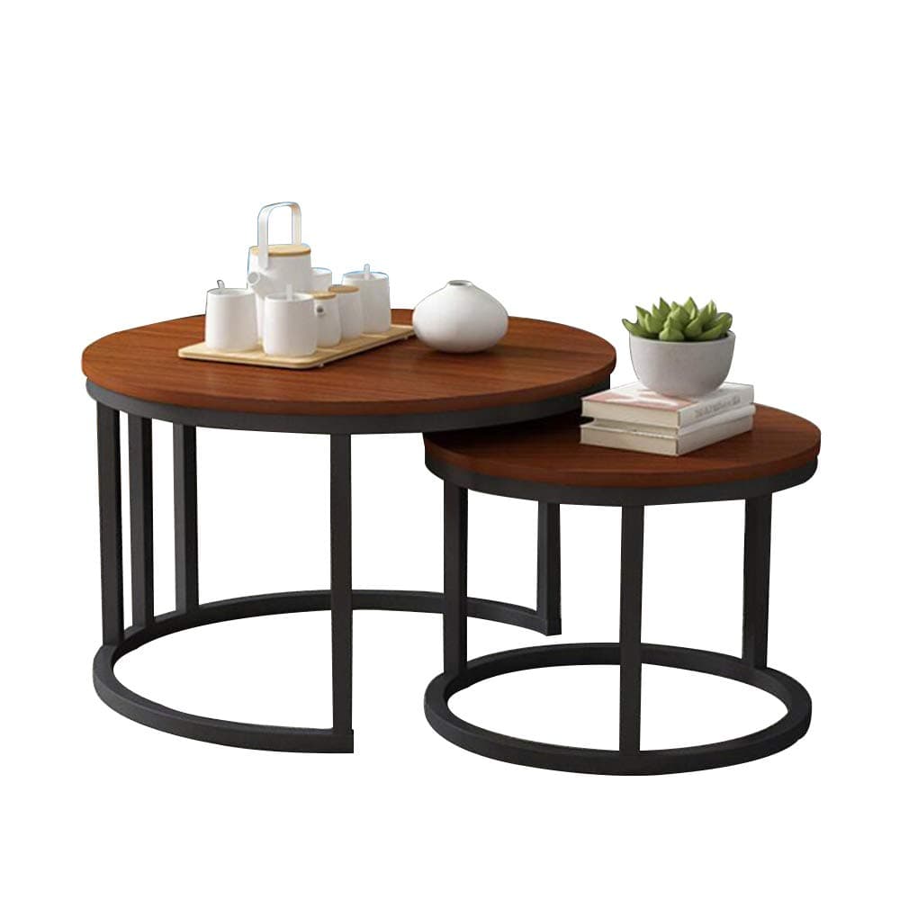 Lapdesks ZR-Wall table, Side Table, 2 Nesting End Tables, Solid Wood Living Room Furniture, Sofa Snack Table，Balcony Coffee Table -Save Space (color : Walnut color)