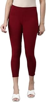 TWIN BIRDS Tailored Cut & Classic Fit Stretchable Viscose Elasthane Fabric Mid-Rise Skinny Fit High Ankle Length/Cropped Length Leggings for Women