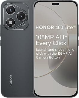 HONOR 400 Lite Unlocked 5G Android AI Smartphone, AI Camera Button,108MP Camera,8GB+256GB Storage,Water Resistance,Velvet Black, 6 Months Extended Warranty (UK Version)