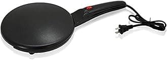 Crepe Maker - Cooks Crepes Bacon, Roti, Tortillas & Pancakes - Nonstick Cooktop - 8-inch Cook Area with On/Off Switch, Automatic Temperature Control & Cool-Touch Handle - Includes Whisk & Spatula