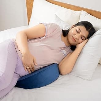 Wakefit Pregnancy Pillow | 3 Month Warranty | Velvet Wedge-Shape Maternity Pillow for Pregnant Mothers, Pillow for Pregnant Women | Dark Blue