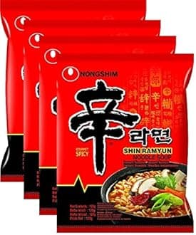 Shin Ramyun Korean Style Spicy Noodle Soup Instant Noodles, 4.23 oz ℮ 120 g, 4 Pack