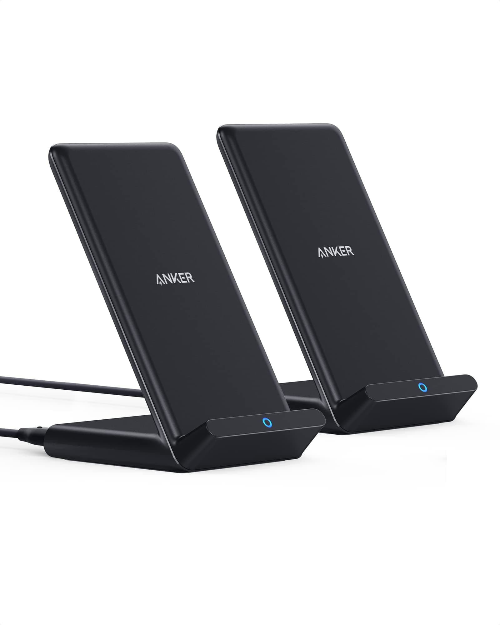 Anker Wireless Charger, 2-Pack PowerWave Stand Upgraded, Qi-Certified, Fast Charging iPhone 12,12 Pro Max, SE, 11, 11 Pro, 11 Pro Max, Galaxy S20 S10 S9 S8, Note 10 Note 9 (No AC Adapter)