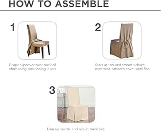 SureFit Duck Cotton Solid Dining Chair Slipcover - Full Length Relaxed Fit High Back Chair Cover/Perfect For Adding Accents To Your Dining Room, 18.5 x 18.5 x 42 Inches