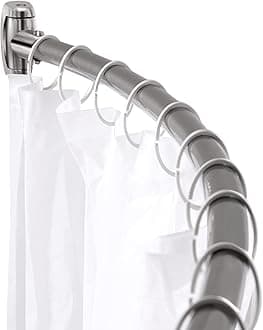 Adjustable Curved Shower Rod, 42-72 inches Extra Wide Shower Curtain Rod, Rust proof, Premium Stainless Steel, Curved Shower Curtain Rod for Bathroom, Need to Drill, Silver