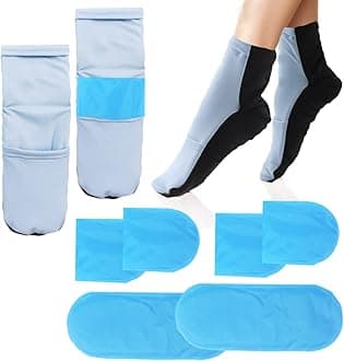 Cold Therapy Stocks Reusable Gel Frozen Stockings Slippers for Feet Heels Injures Swellin Chemotherapy Pain Relief for Ankle (Blue)