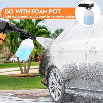 Pircaath Cordless Pressure Washer Gun, Battery Power Washer, 500PSI High Pressure Cordless Power Washer, Portable Pressure Washer with 6-in-1 Nozzle, Handheld Power Washer for Car,Garden,Home