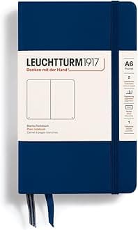 Leuchtturm1917 342920 Notebook Pocket (A6), Hardcover, 187 numbered pages, Plain, Navy