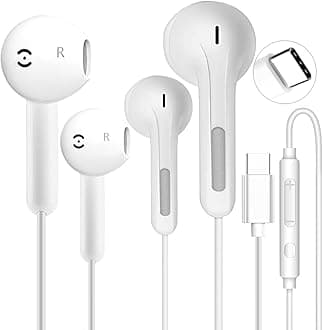 - 2 Pack USB C Headphones for iPhone 16/15 Pro Max/Plus, Wired Earbuds with Mic & Volume Control, HiFi Stereo Noise Cancelling Type C Earphones Wired for iPad Pro, Samsung Galaxy S23/S22/S21/S20/Ultra