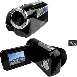 Acuvar 16MP Megapixel Compact Digital Camcorder with HD Video and Photos 16x Zoom with 2.4" Screen, 32GB Card and USB Cable (Black, Camera + SD Card)