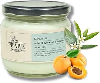 - Bare Necessities Soak it Up Natural Moisturizer for Face & Body | Lightweight, Long-Lasting Hydration with Vitamin E & Jojoba Oil | Soft & Glowing Skin | Non-Comedogenic | For All Skin Types | 250g