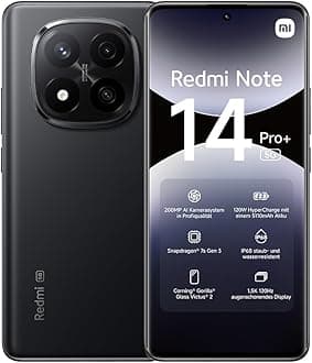 Xiaomi Redmi Note 14 Pro+ 5G smartphone, 8+256GB, black, 200MP pro-grade AI camera, IP68, 120W HyperCharge, AI features (no charger included), 2 year Warranty
