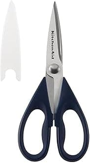 All Purpose Kitchen Shears with Protective Sheath Durable Stainless Steel Scissors, Dishwasher Safe, Soft Grip Comfort Handle, 8.72 Inch, Ink Blue