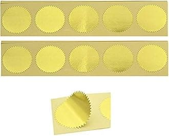 UNIQOOO 100pcs Gold Embossed Foil Blank Certificate Self-Adhesive Sealing Stickers - Perfect for Invitations, Certification, Graduation, Notary Seals, Corporate Seals, and Personalized Monogram Emboss