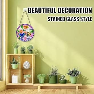 UiSdfuy Suncatcher Stained Glass Window Hanging 7.8 inch Hummingbird Window Sun Catcher with Hook Sun Catchers Indoor, Hanging Hummingbird Wall Art Home Decor Gifts (Butterfly)