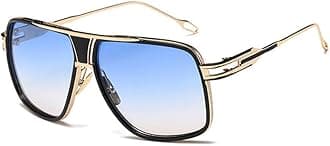 Sunglasses for Men Oversize Classic Black Shades Goggle Retro Gold Alloy Frame Sun Glasses
