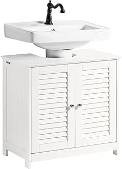 SoBuy Washbasin Vanity Cabinet Bathroom Storage Cabinet Width 60*Depth 35*Height 58cm Washbasin Storage Under Washbasin Storage Bathroom Storage Shelf Cabinet Under Washbasin (FRG237-II-W/Washbasin is