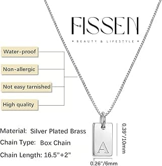 Initial Necklaces for Women Silver Plated Letter Necklace Dainty Silver Name Necklace Personalized Initial Tag Pendant Necklaces for Women Trendy Silver Jewelry