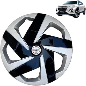 PRIGAN Wheel Cover for Fronx Silver Black Wheel Cover 16" for Hyundai Fronx (Set of 4 Pcs) (Press Fitting) Model Name- Magnite DC 16