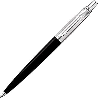Parker Jotter Standard Ball Pen | Ink Color Blue | Black Body with Chrome Trim, Click Action Ballpoint Pen | Smooth Writing Pen for Students, Writers, and Professionals