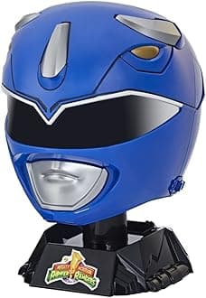 Power Rangers Lightning Collection Mighty Morphin Blue Ranger Premium Collector Helmet Full-Scale for Display, Roleplay, Cosplay, Multicolor