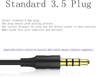 Clip-on Headphones, subwoofer Stereo Wired Headphones, Compatible with 3.5mm Interface Device, with Microphone（Black）