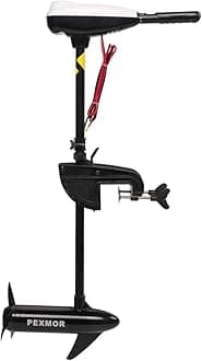 8 Speed Electric Trolling Motor, Electric Outboard Boat Motor w/Adjustable Handle & LED Indicator, Transom Mounted for Saltwater, Kayak, Fishing Boat