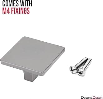 Decoranddecor Calla Square Cabinet Knob Door Pull Handle Kitchen Cupboard Furniture Drawer (6 Pack, Polished Nickel Black)