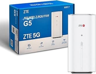 ZTE G5 WiFi 7 5G Router, 3600 Mbps Ultra Fast Home & Office Internet, SIM Slot Unlocked, Dual Band, Connect 128 Devices, 2.5 GbE Port, Smart Antenna – Future Ready WiFi 7