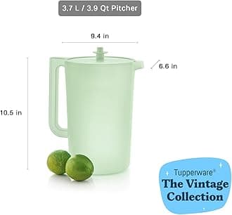 Tupperware Heritage 1 Gallon Pitcher in Mint - Dishwasher Safe & BPA Free, 174432