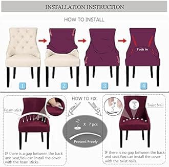 XUANZYANG Stretch Diagonal Stripes Wingback Chair Covers Slipcover - Reusable Arm Chair Protector Cover,Kitchen Dining Chair Covers Protectors for Dining Room Chairs (Gray,Set of 2)