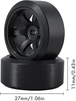 6 Spoke Wheel Rims & Rc Car Drift Tires for 1/28 RC Hobby Model Car, [2*Narrow+2*Wide] 4 Pcs 20mm Aluminum Alloy Rims with Tires for Wltoys K969 K989 AWD XRX AMZ WL DRZ GLA BZ