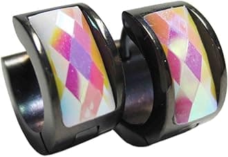 Jewelry Men's and Women's Muticolor Crystal Stainless Steel Studs Hoop Earrings