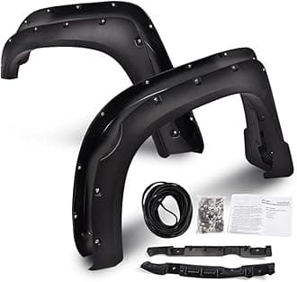 G-PLUS 4PCS Riveted-Pocket Fender Flares Compatible with Toyota Tundra 2014 2015 2016 2017 2018 2019 2020, 66.7" / 78.7" / 97.6" Bed Textured Wheel Cover Protector Vent Trim