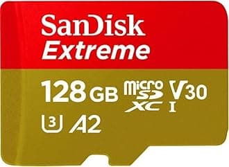 SanDisk 128GB Extreme microSD UHS I Card for 4K Video on Smartphones, Action Cams & Drones 190MB/s Read, 90MB/s Write SDSQXAA 128G GN6MN, Red/Gold (Pack of 2)