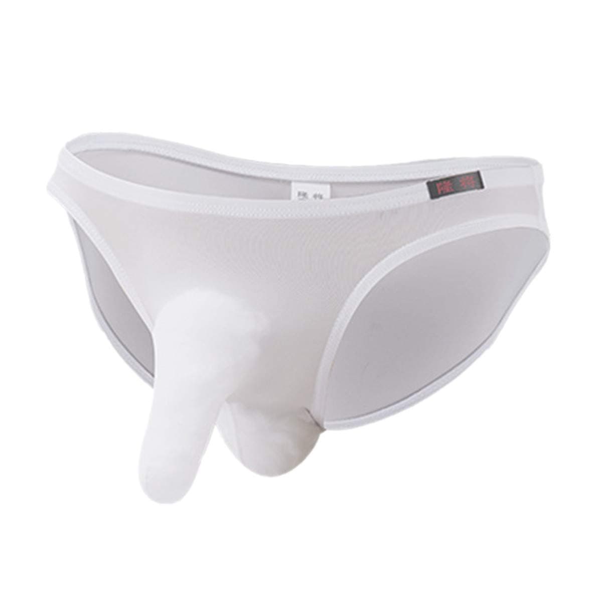 Men Sexy Translucent Ice Silk Triangular JJ Sets Underwear White