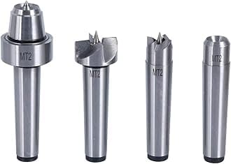 8MILELAKE MT2 Wood Lathe Center Set 4pcs Live Center Drive Spur Cup MT2 Arbor