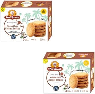 Mid Break No Added Sugar Coconut Biscuits - 300gm (Pack Of 2) | High Fiber, Gut-Friendly, Low Glycemic Index Cookies | Tasty Biscuits For Healthy Tea Time Snacking