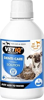 VETIQ Denti-Care Solution for Cats and Dogs, Dental Plaque Reducer, No Brushing Required, 250 ml