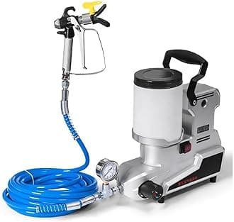 Portable Airless Paint Sprayer, 1600W High Pressure, 2.5L/Min HVLP Wall Spray Gun With 3 Adjustable Speed, 2L Capacity, 5m Hose, for Home Interior Exterior