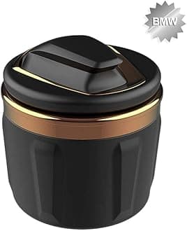 Car Ashtray Exclusively for BMW 1/3/5/7 Series and X1/X3/X5/X6, with LED Light and Lid, Detachable and Portable (Gold)