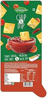 Chip & Dip - Tangy Cheese Pita Chips with Mexican Salsa Dip (Pack of 1)