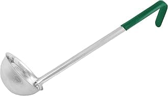 Winco Prime One Piece Stainless Steel Ladle, NSF Listed, 6 Ounce, 14.5", Green