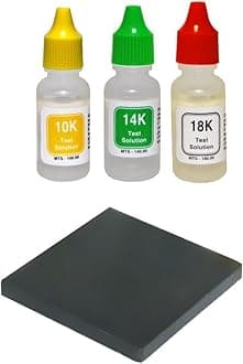 JSP 10k/14k/18k Gold Test Acid Solutions Tester Kit Detect Metals Scrap Jewelry + PRO 2x2" Testing Stone