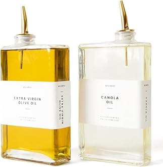 Molimoli Automatic Pourer Olive Oil Dispenser, Glass Thin Bottle for Kitchen, Set of 2 - Gold